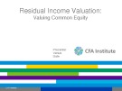 Lecture Equity asset valuation - Chapter 5: Residual income valuation