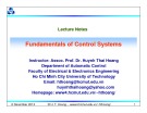 Lecture Fundamentals of control systems: Chapter 8 - TS. Huỳnh Thái Hoàng