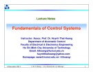 Lecture Fundamentals of control systems: Chapter 3 - TS. Huỳnh Thái Hoàng