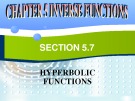 Chapter 5: Inverse functinons – Section 5.7: Hyperbolic functions