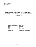 Bài giảng Phương trình vi phân - Nguyễn Thị Phương Lan