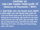 Bài giảng Quan hệ kinh tế quốc tế - Chương 10: Cán cân thanh toán quốc tế