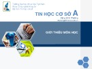 Bài giảng Tin học cơ sở A: Giới thiệu môn học - Đặng Bình Phương