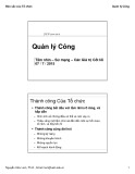 Bài giảng Quản lý công: Tầm nhìn - Sứ mạng - Các giá trị cốt lõi - Nguyễn Hữu Lam