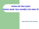 Bài giảng Thống kê ứng dụng trong quản trị & nghiên cứu kinh tế - Đinh Thái Hoàng