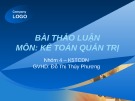 Bài thảo luận môn Kế toán quản trị: Lập dự toán sản xuất kinh doanh năm 2011 của Công ty Genova Jeans