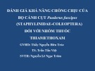 Báo cáo khóa luận tốt nghiệp: Đánh giá khả năng chống chịu của bọ cánh cụt Paederus fuscipes (Staphylinidae-Coleoptera) đối với nhóm thuốc Thiamethoxam