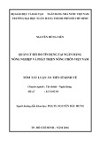 Tóm tắt Luận án Tiến sĩ Kinh tế: Quản lý rủi ro tín dụng tại Ngân hàng Nông nghiệp và Phát triển Nông thôn Việt Nam