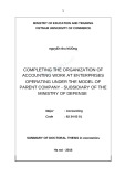 Summary of doctoral thesis in economics: Completing the organization of accounting work at enterprises operating under the model of parent company - subsidiary of the Ministry of Defense