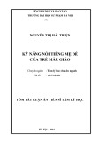 Tóm tắt Luận án Tiến sĩ Tâm lý học: Kỹ năng nói tiếng mẹ đẻ của trẻ mẫu giáo