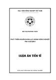 Luận án Tiến sĩ: Phát triển nguồn nhân lực ngành nông nghiệp tỉnh Hòa Bình