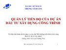 Bài giảng Quản lý tiến độ của dự án đầu tư xây dựng công trình - TS. Lưu Trường Văn