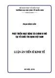 Luận án Tiến sĩ Kinh tế: Phát triển hoạt động tài chính vi mô tại tổ chức tín dụng Việt Nam