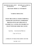 Dissertation summary: Study the clinical characteristics, endoscopy, histopathology, expression of proteins: p53, Ki67, Her- 2/neu in colorectal cancer and colorectal polyps greater than or equal to 10 mm