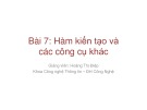 Bài giảng Lập trình nâng cao: Bài 7 - Hoàng Thị Điệp