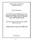 Tóm tắt Luận án Tiến sĩ chuyên ngành Kinh tế công nghiệp: Cấu trúc tài chính của các doanh nghiệp ngành dệt may ở khu vực miền Trung trong tiến trình hội nhập