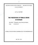 Abtract of doctoral dissertation of jurisprudence: The prevention of female crime in Vietnam
