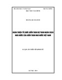 Luận án Tiến sĩ Kinh tế: Hoàn thiện tổ chức kiểm toán dự toán Ngân sách Nhà nước của Kiểm toán Nhà nước Việt Nam