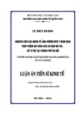 Luận án Tiến sĩ: Nghiên cứu các nhân tố ảnh hưởng đến ý định mua thực phẩm an toàn của cư dân đô thị - Lấy ví dụ tại Thành phố Hà Nội