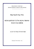 Luận văn Thạc sĩ Toán học: Hàm lợi ích và ứng dụng trong Toán tài chính