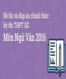 Đề thi và đáp án chính thức kì thi THPT QG năm 2016 môn Ngữ văn