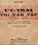 Tập thơ - Ức Trai Thi văn tập (Tập thơ văn của Nguyễn Trãi, phiên dịch và chú thích): Phần 1