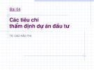 Bài giảng Lập và phân tích dự án: Bài 4 - TS. Cao Hào Thi