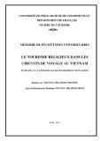 Mémoire de fin d’études universitaires le tourisme religieux dans les circuits de voyage au Viet Nam étude de cas: Le pèlerinage des bouddhistes Vietnamiens