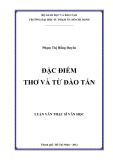 Luận văn Thạc sĩ Văn học: Đặc điểm thơ và từ Đào Tấn