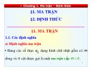 Bài giảng Chương 1: Ma trận – Định thức