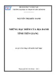 Luận văn Thạc sĩ Ngôn ngữ học: Những đặc điểm của địa danh tỉnh Tiền Giang