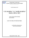 Luận văn Thạc sĩ Ngôn ngữ học: "Câu bị động" và "nghĩa bị động" trong tiếng Việt