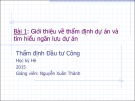 Bài giảng Thẩm định đầu tư công (2016): Bài 1 - Nguyễn Xuân Thành