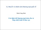 Bài giảng Lý thuyết và chính sách thương mại quốc tế: Các định chế thương mại toàn cầu và hợp nhất kinh tế khu vực