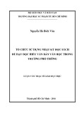 Luận văn Thạc sĩ Giáo dục học: Tổ chức sử dụng nhật ký đọc sách để dạy đọc hiểu văn bản Văn học trong trường phổ thông