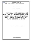 Luận văn Thạc sĩ Giáo dục học: Thực trạng công tác quản lý việc kiểm tra - đánh giá bằng trắc nghiệm khách quan kết quả học tập của sinh viên Trường Cao đẳng nghề Tỉnh An Giang