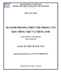 Luận án Tiến sĩ Ngữ văn: So sánh phương thích nối trong văn bản tiếng Việt và tiếng Anh