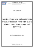 Luận văn Thạc sĩ Sinh học: Nghiên cứu hệ sinh thái miệt vườn ở Cù Lao Thới Sơn - tỉnh Tiền Giang để phát triển du lịch sinh thái bền vững