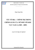 Luận văn Thạc sĩ Lịch sử: Yếu tố địa – chính trị trong chính sách của Mỹ đối với khu vực Nam á (1989 – 2009)