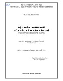 Luận văn Thạc sĩ Khoa học ngữ văn: Đặc điểm ngôn ngữ của các văn bản báo chí (Trên cứ liệu báo Bình Dương)