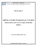 Luận án Tiến sĩ Ngữ văn: Những vấn đề về mạch lạc văn bản trong bài làm văn của học sinh phổ thông