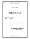 Luận văn Thạc sĩ Ngôn ngữ học: Hành động bác bỏ trong tiếng Việt