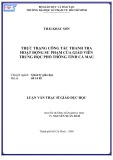 Luận văn Thạc sĩ Giáo dục học: Thực trạng công tác thanh tra hoạt động sư phạm của giáo viên trung học phổ thông tỉnh Cà Mau