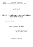 Luận văn Thạc sĩ Địa lý học: Dân số và phát triển kinh tế - xã hội tỉnh Bình Dương