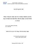 Tóm tắt Luận văn Thạc sĩ Giáo dục học: Thực trạng việc quản lý hoạt động giảng dạy ở một số trường trung học cơ sở tỉnh Cà Mau