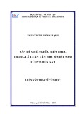 Luận văn Thạc sĩ Văn học: Vấn đề chủ nghĩa hiện thực trong lý luận Văn học ở Việt Nam từ 1975 đến nay