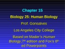 Lecture Biology 25 (Human Biology): Chapter 15 - Prof. Gonsalves