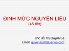 Bài giảng Định mức nguyên liệu