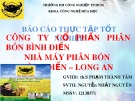 Báo cáo thực tập tốt nghiệp: Công ty cổ phần phân bón Bình Điền nhà máy phân bón Bình Điền – Long An