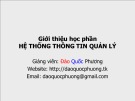 Bài giảng Hệ thống thông tin quản lý: Chương 0 - Đào Quốc Phương